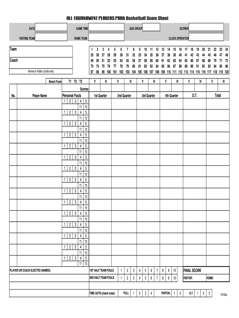 Youth Basketball Score Sheet Printable Fill Out amp Sign Online 