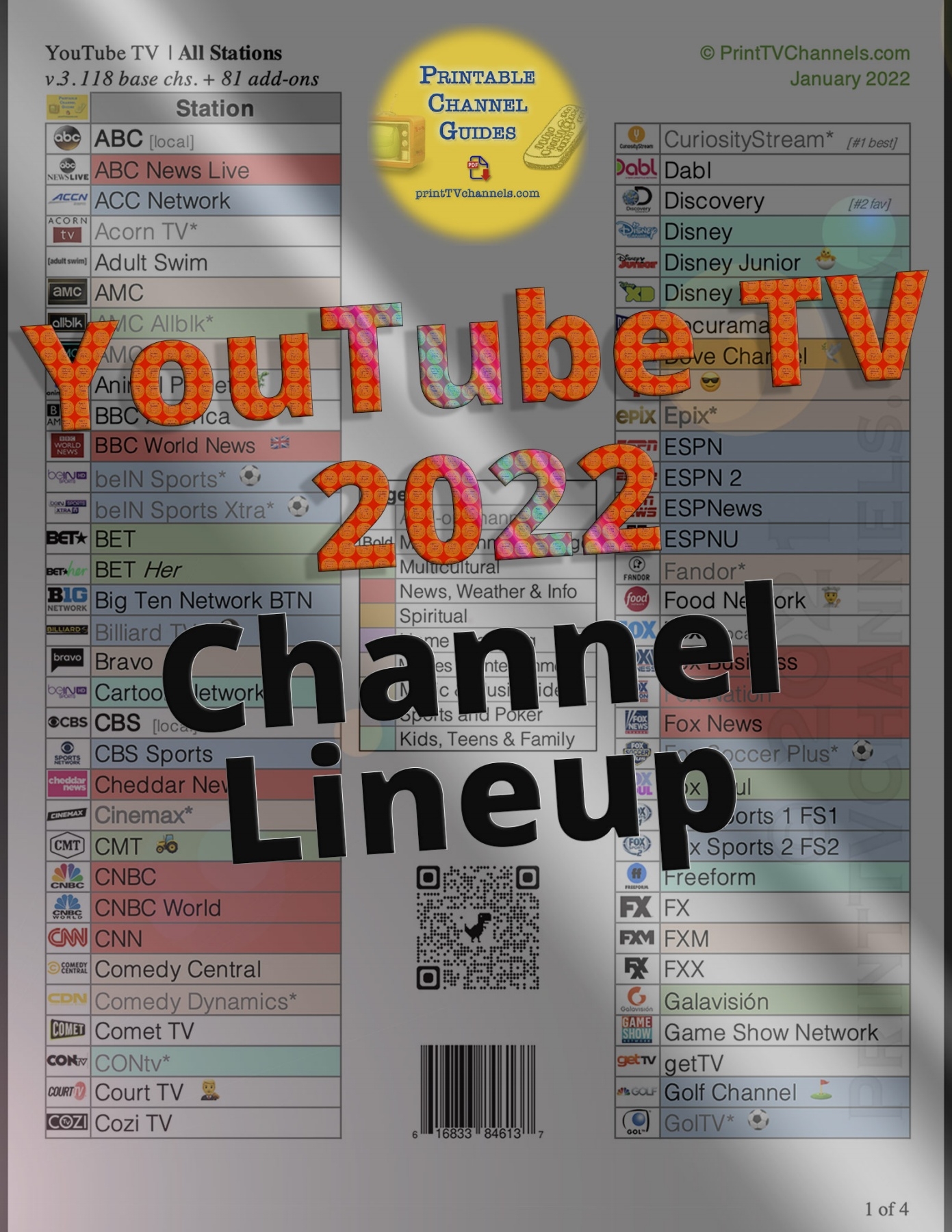 YouTube TV Channels Lineup Printable PDF YouTube TV Channels Lineup Printable PDF